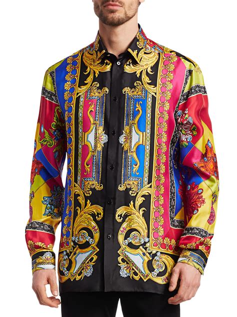 versace classic red and white long sleeve shirt|Versace long sleeve shirt men.